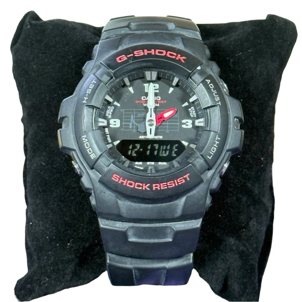 Casio G-Shock‎ G-100 Black on Black Analog-Digital Watch Shock Resistant